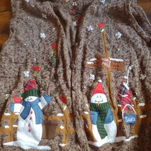 Vintage Bobby Brooks Vest Size LG Christmas winter snowman Cardinal